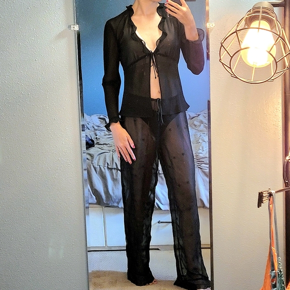Sheer black eyelet pants la senza - Picture 1 of 7